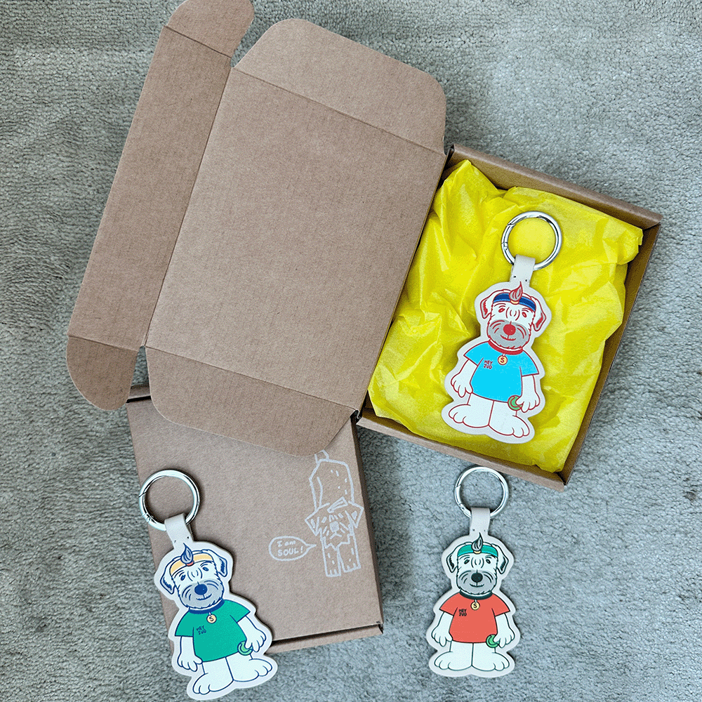 [파트너 스페이스] Tennis Dog Keyring  테니스 도그 가죽 키링 (Jud Sky)